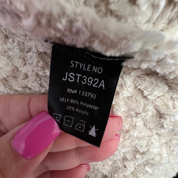 POL Chunky Knit Cream Open Front Popcorn Cardigan Patch Pockets Cottage L NWOT - Picture 6 of 7